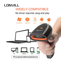 Lector de Códigos de Barras 2D Inalámbrico Inteligente LONVILL, Portátil, IP54, USB, con Pantalla