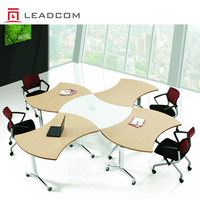 Table de réunion pliante LEADCOM LS-414A en aluminium, modèle ODM d'usine, pour bureau, salle de réunion, formation, avec plateau rabattable et empilable