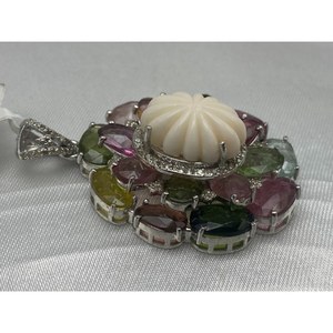 Nuevo Colgante de Lujo Más Vendido de CORAL y TURMALINA, Plata de Ley 925, Regalo para Fiestas, Bodas, Compromisos, Ceremonias Religiosas y Eventos - Product Image 1