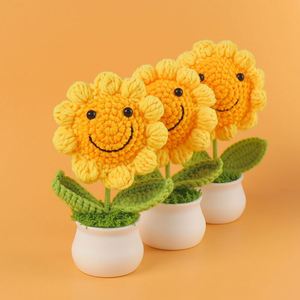 Home Decor Smiling <b>Face</b> Crochet Sunflower <b>Pot</b> <b>Plant</b> for Mother's Day Easter Halloween - Product Image 2