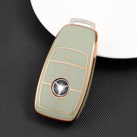 Étui de protection pour clé de voiture en TPU avec bord doré, en gros, pour accessoires intérieurs de voiture de classe C/E/S