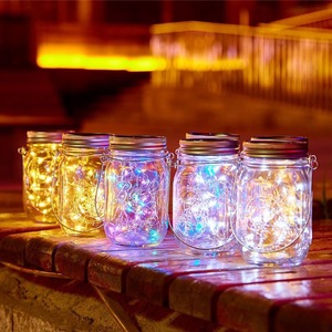 <b>Solar</b> Mason Jar Lamp Glass Outdoor LED <b>Light</b> Courtyard <b>Hanging</b> Decor - Product Image 3