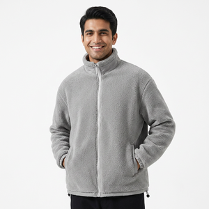 Wholesale Solid Color High Quality Sherpa Polar <b>Jacket</b> Zip up <b>Jacket</b> Custom LOGO <b>Pullover</b> Fleece <b>Jacket</b> Winter Coat for <b>Men</b> - Product Image 1