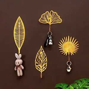 2404 zhunli Metal leaf wall decoration hook storage rack behind home door coat and hat entrance key hanger