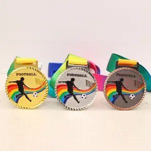 Customized Factory Price Medals Sports Soccer Metal Blank Running Iron Bronze Medals Engraved Your OEM Logo With Ribbon