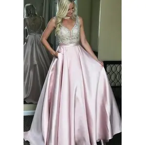 Custom Made Size/Color Beaded Corset Prom Dresses For Girl Plus Size Pink Long DIY Evening Prom Gowns