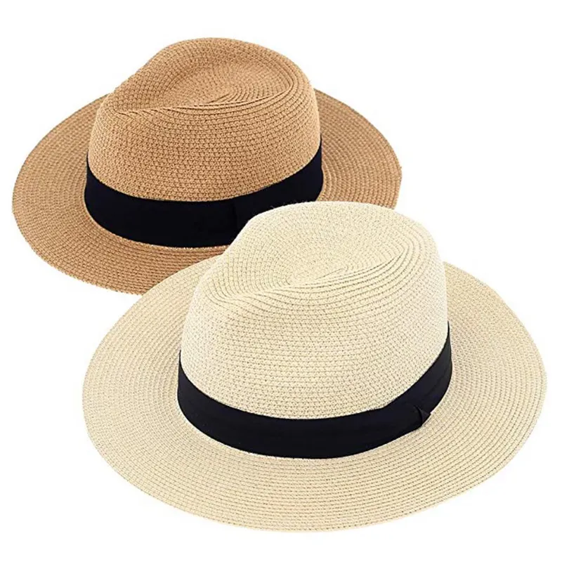 Для женщин шляпа/соломенная шляпа/летний головной убор, канотье, женская соломенная шляпа с широкими полями Панама для женщин; Пляжные кепки для защиты от солнца Складная фетровая шляпка шерстяная шапка