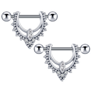Anneaux de téton 14G en acier inoxydable, Piercings de téton pour femmes, Piercings de langue barbell CZ, Bijoux de piercing pour femmes - Product Image 1