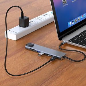 <span class=keywords><strong>Adaptateur</strong></span> Ethernet Gigabit Type-C 8-en-1 vers convertisseur 4K, extenseur multi-ports <span class=keywords><strong>USB</strong></span> 3.0, station d'accueil HD - Product Image 2