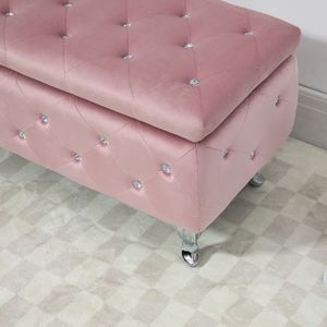 Moderno Reposapiés <span class=keywords><strong>Cuadrado</strong></span> <span class=keywords><strong>Rosa</strong></span>, Otomana con Almacenamiento, Puf Suave y Esponjoso para Dormitorio o Sala de Estar, para Uso en Interiores o Exteriores - Product Image 5