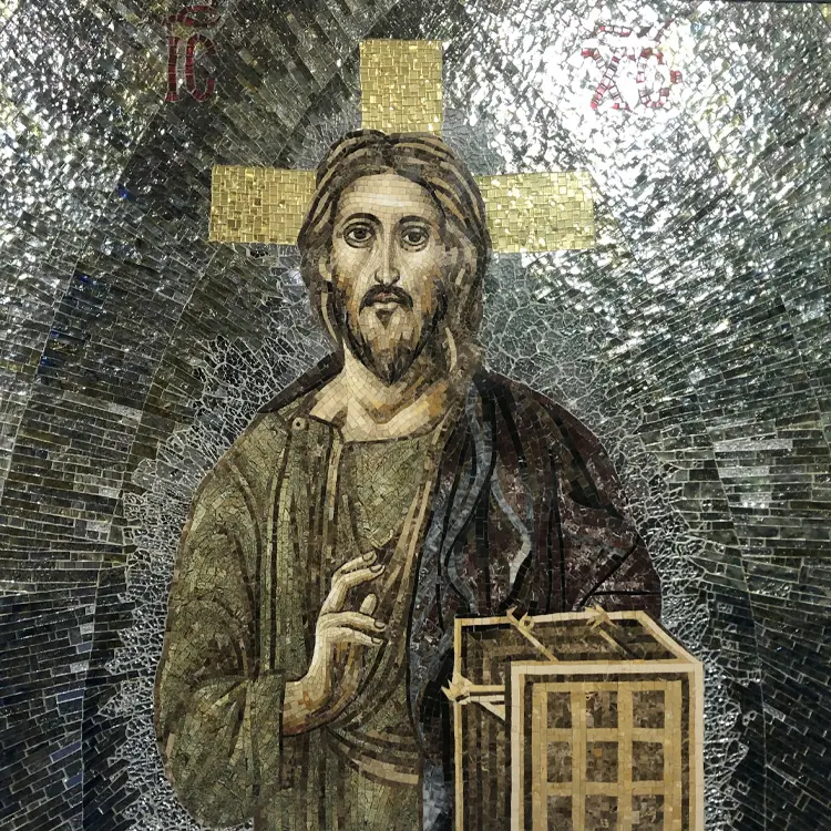 Jesus cristo de vidro mosaico arte mural para decoração da parede