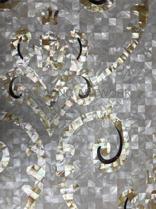 JS MOP-ST-FL04-mosaico de concha de <span class=keywords><strong>mar</strong></span> blanca, Mural de flores doradas para TV, dormitorio, pegatina contra salpicaduras - Product Image 5