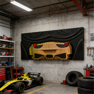 Sculpture murale en bois 3D créative, motif de voiture de course, décoration murale suspendue pour cadeau, <span class=keywords><strong>atelier</strong></span> - Product Image 2