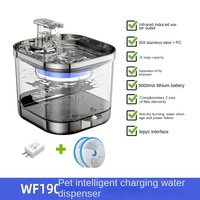 Fontaine à eau pour animaux de compagnie sans fil en acier inoxydable 2L avec capteur de mouvement, fontaine à eau automatique rechargeable pour chat