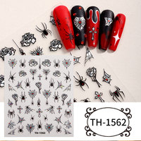 Nouveauté : Autocollants pour ongles d'Halloween, design holographique foncé, crâne, toile d'araignée, autocollants pour nail art, pour manucure