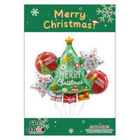 Vente en gros de décorations de Noël en aluminium Mylar gonflables avec ballons en feuille de Noël, motifs de Père Noël mignons, 5 pièces