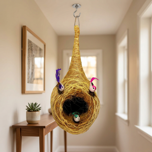 Nid d'oiseau suspendu artisanal en fibre de coco – Décoration écologique en fibre naturelle pour la maison et les cadeaux - Product Image 2
