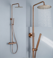 Système de douche de salle de bain en acier inoxydable 304 couleur bronze, mitigeur thermostatique pour douche pluie et robinet de baignoire en céramique, idéal pour hôtels et villas