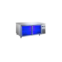 Réfrigérateur portatif en acier inoxydable sous le comptoir réfrigérateur Table de préparation commerciale réfrigérateur à double porte en verre réfrigéré