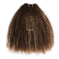 VMAE Mèches de cheveux naturels bruts en paquets, Balayage mèches marron cendré blond miel, Extensions bouclées afro crépues 3B 3C 4A, boucles profondes