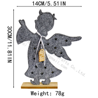 Décoration de Noël en feutre, ange, étiquette en bois Merry X-MAS, découpes en forme d'étoile, décoration de table, 30 cm, gris