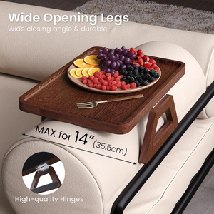 <span class=keywords><strong>Plateau</strong></span> d'accoudoir pliable compact et robuste avec clip, design en bois, antidérapant, table d'appoint pour canapé, pour salon et maison - Product Image 3