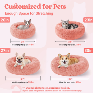 Coussin rond moelleux et luxueux pour chat et chien, type donut, en peluche chaude, vente en gros - Product Image 3