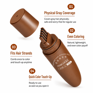 Peigne de coloration capillaire à base de plantes sans ammoniaque OEM/ODM 7g – Couvre les <span class=keywords><strong>cheveux</strong></span> blancs – Coloration <span class=keywords><strong>temporaire</strong></span> à action rapide - Product Image 5