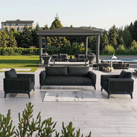 Ensemble canapé d'extérieur moderne tout temps MOSS Rotin de haute qualité en osier avec bois pour patio jardin villa cour
