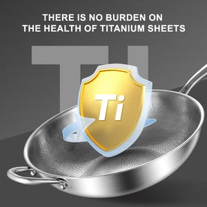 코팅되지 않은 건강한 티타늄 단조 웍 덜 흄 비 스틱 가스 냄비 팬 하이 퀄리티 주방 조리 도구 - Product Image 6