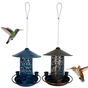 Mangeoire à oiseaux en métal <span class=keywords><strong>pour</strong></span> accrocher à l'extérieur, mangeoire à graines, mangeoires à oiseaux sauvages <span class=keywords><strong>pour</strong></span> jardin Cardinal Finch Bluebird, facile à remplir et à nettoyer - Product Image 1