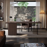 Bureau de direction moderne et luxueux en contreplaqué durable avec pieds en acrylique, table de direction en bois haut de gamme