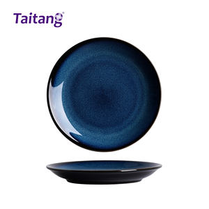 Piring restoran Hotel keramik bulat piring samping Makan Malam di merah oranye hijau kuning ramah lingkungan warna Teknik Enamel - Product Image 2