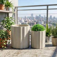 Pot de fleurs en fibre-ciment de style moderne de haute qualité avec trou de drainage pour la décoration de jardin intérieur et extérieur, écologique, livré en boîte