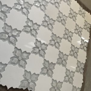 Mosaïque de pierre d'ardoise beige naturelle, carrelage rond, médailleau en jet d'eau, pavés de jardin - Product Image 2