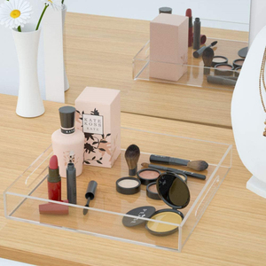 <strong>Acrylic</strong> Serving Platter with Handles, <strong>Lucite</strong> <strong>Nightstand</strong> Dresser Bathroom Organizer, Square <strong>Acrylic</strong> Serving Tray (Clear12''x12'')