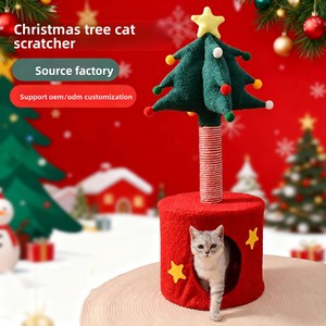 บ้านแมวทรงต้นคริสต์มาสสำหรับฤดูหนาว พร้อมโครงปีนป่ายในตัว เสาข่วนเล็บแมวขนาดเล็ก ประหยัดพื้นที่ ของเล่นแมวแบบกำหนดเองได้ - Product Image 1