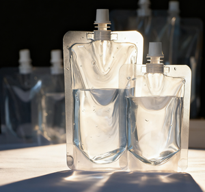 Em Estoque: Nova Embalagem Plástica com Bico Dosador para Bebidas e Sucos 200ml 300ml 500ml - Saco Reciclado com Bico Dosador Tipo Stand-Up - Product Image 5