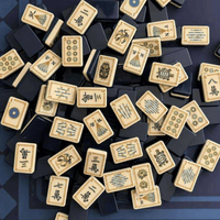 En gros, en stock : Jeu de Mahjong américain Wine Blue Sunday personnalisé, 160 tuiles gravées, en acrylique 4 couches, coffret de voyage de luxe
