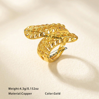 Bague de luxe en laiton plaqué or arabe, motif feuille de blé, avec bande à coupe diamantée, accessoire de mariage et de fête pour femme