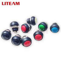 Saklar Tombol Tekan 12mm Momentary 1NO Off-(on) Spst Plastik Multi-warna Kepala Dome PBS-33B Dengan Terminal Solder