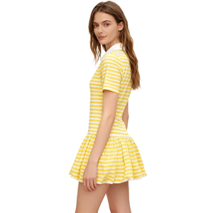 Vestido de Algodón con Rayas Amarillas para Adultos, Mono con Falda para Bebés Adultos, Ropa <span class=keywords><strong>ABDL</strong></span> con <span class=keywords><strong>Manga</strong></span> Corta y Broches en la Entrepierna para Mujeres - Product Image 4