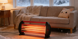 Calentador de Cuarzo Infrarrojo de Diseño Clásico de 1200W para el Hogar, Calentamiento Rápido, <span class=keywords><strong>3</strong></span> Bombillas, Protección Antivuelco, Independiente, de Plástico, para Baño, Enchufe EU/UK - Product Image 2