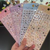 Mignon mini autocollants gonflés japonais coréen dessin animé Animal Panda chat lapin chien auto-adhésif 3D bulle autocollant feuille