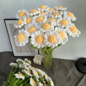 Woven Bouquet Wedding Decor Woven Handmade Crocheted Small <b>Daisy</b> Chamomile Flowers - Product Image 1