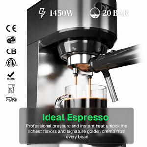 Machine à expresso <span class=keywords><strong>semi</strong></span>-<span class=keywords><strong>automatique</strong></span> électrique pour la maison, 15 bars de pression, contrôle LED avec mousseur à lait, pour la maison, le bureau, la cuisine, l'hôtel - Product Image 5