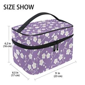 Diseño de moda con estampado de flores, maletín de maquillaje portátil, bolsa dura de viaje, bolsa de cosméticos impermeable suave a la venta - Product Image 2