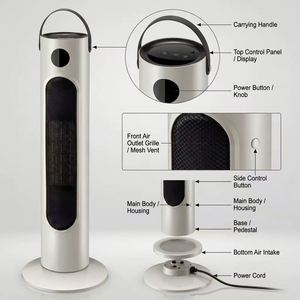Chauffage cube PTC en carbone à 360°, 2000W, 2 modes, réflexion de chaleur miroir, protection anti-renversement, silencieux, économie d'énergie, UE - Product Image 3