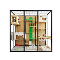 Villa pour chat personnalisée à usage domestique, avec verrière panoramique, espace luxueux et spacieux, maison pour chat d'intérieur avec balcon B3 pour chats de grande taille, fabriquée en Chine