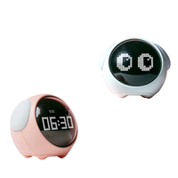 Réveil intelligent miniature pour enfants HBK, commande vocale, veilleuse, affichage numérique, design moderne, dessin animé, ABS+PC+Silicone